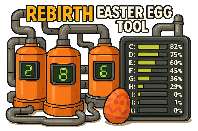 Rebirth Blueprint Tool icon. Find all the orange cylinders and unlock the Rebirth Island Easter egg. Our tool gives you clues and steps!